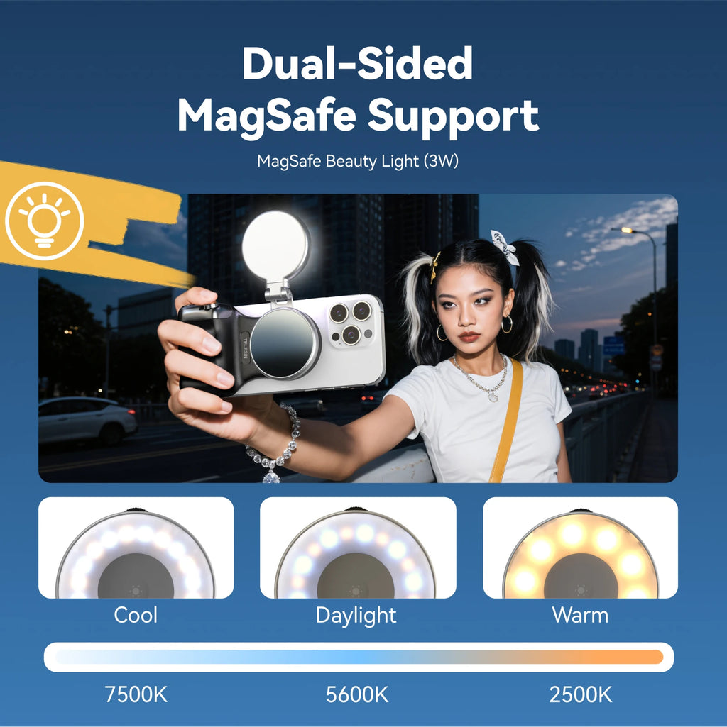 TELESIN Magnetic Phone Camera Shoot Hand Grip Phone Holder Shooting Aid Remote Control Handle for Smart Phone iPhone Android