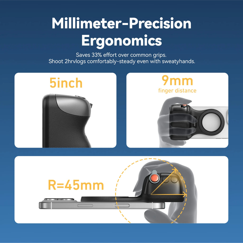 TELESIN Magnetic Phone Camera Shoot Hand Grip Phone Holder Shooting Aid Remote Control Handle for Smart Phone iPhone Android