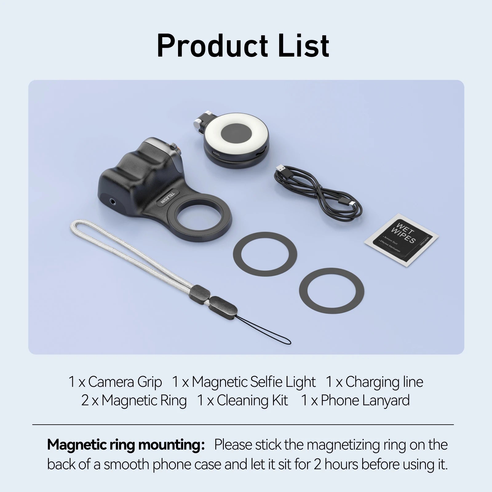 TELESIN Magnetic Phone Camera Shoot Hand Grip Phone Holder Shooting Aid Remote Control Handle for Smart Phone iPhone Android