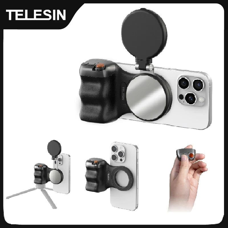 TELESIN Magnetic Phone Camera Shoot Hand Grip Phone Holder Shooting Aid Remote Control Handle for Smart Phone iPhone Android