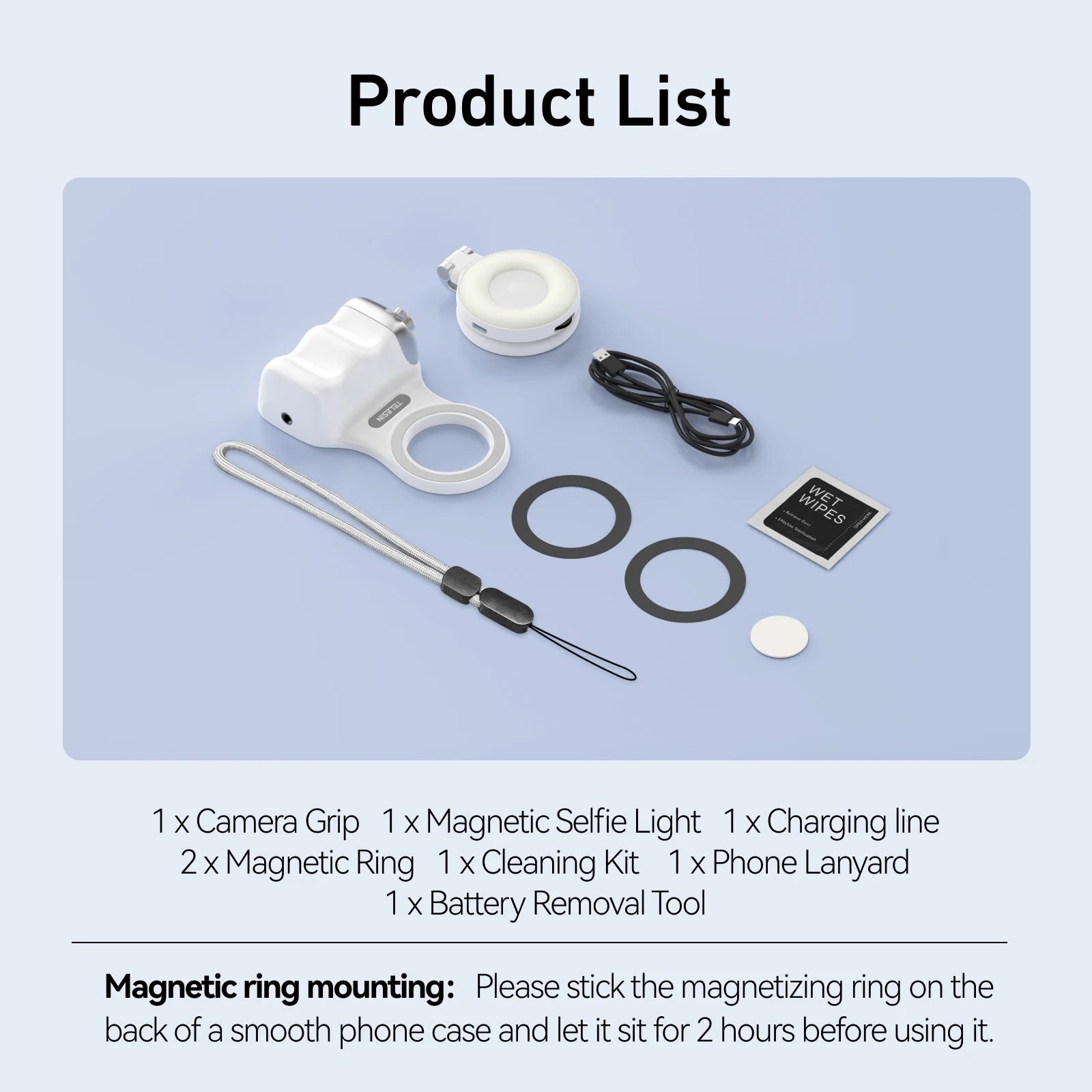 TELESIN Magnetic Phone Camera Shoot Hand Grip Phone Holder Shooting Aid Remote Control Handle for Smart Phone iPhone Android