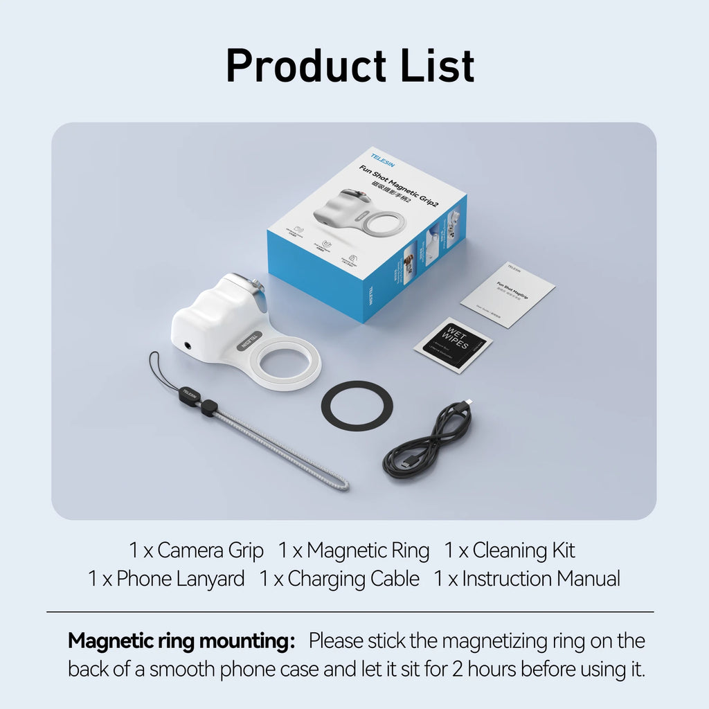 TELESIN Magnetic Phone Camera Shoot Hand Grip Phone Holder Shooting Aid Remote Control Handle for Smart Phone iPhone Android