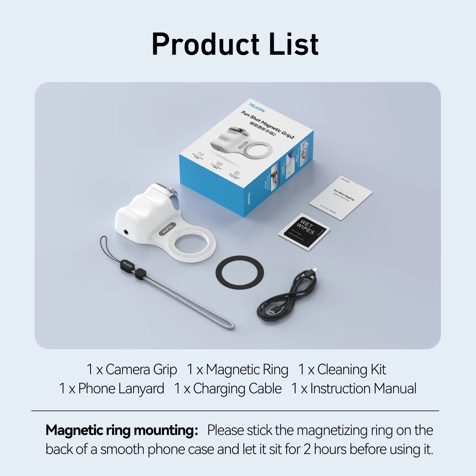 TELESIN Magnetic Phone Camera Shoot Hand Grip Phone Holder Shooting Aid Remote Control Handle for Smart Phone iPhone Android